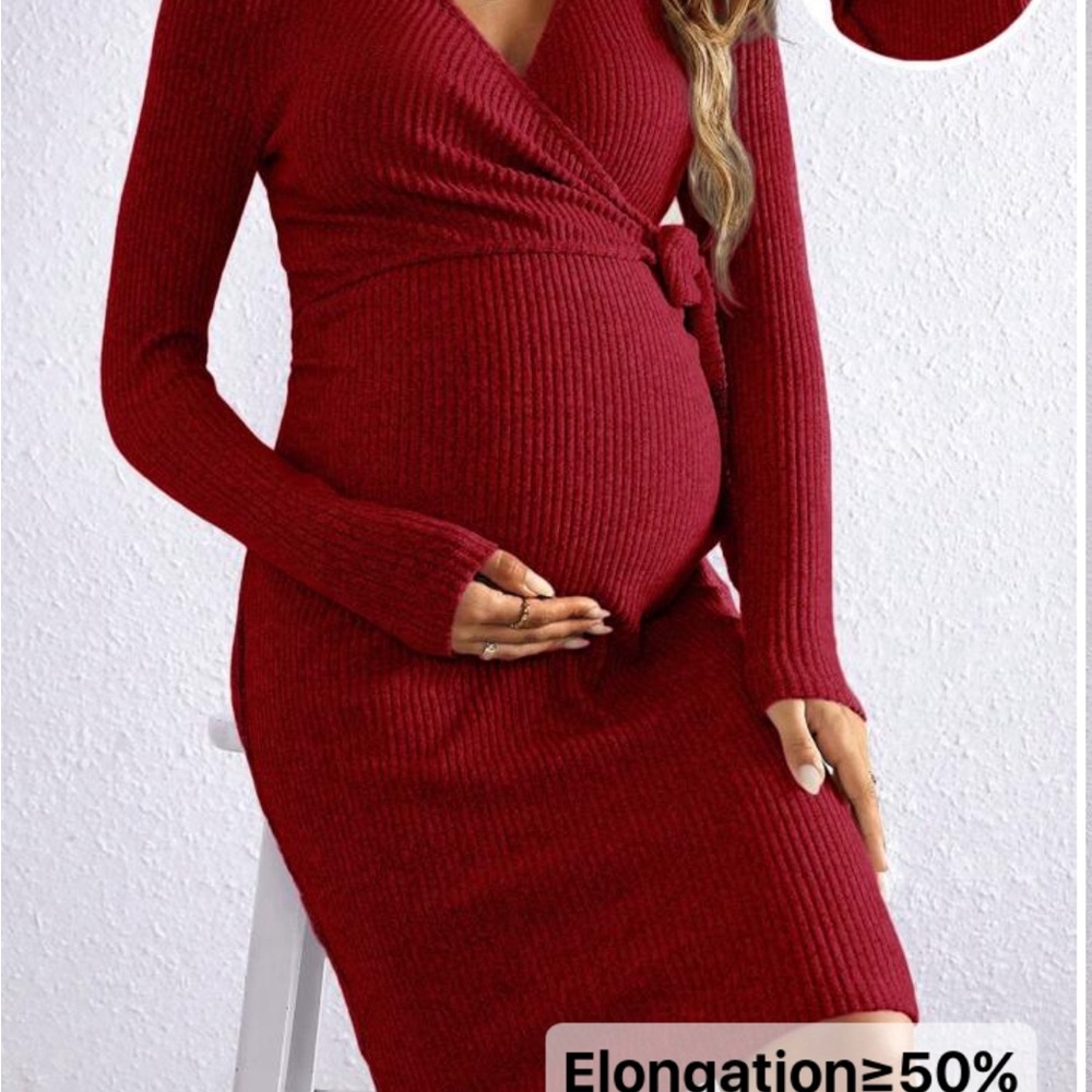 Elegant Red Maternity Dress